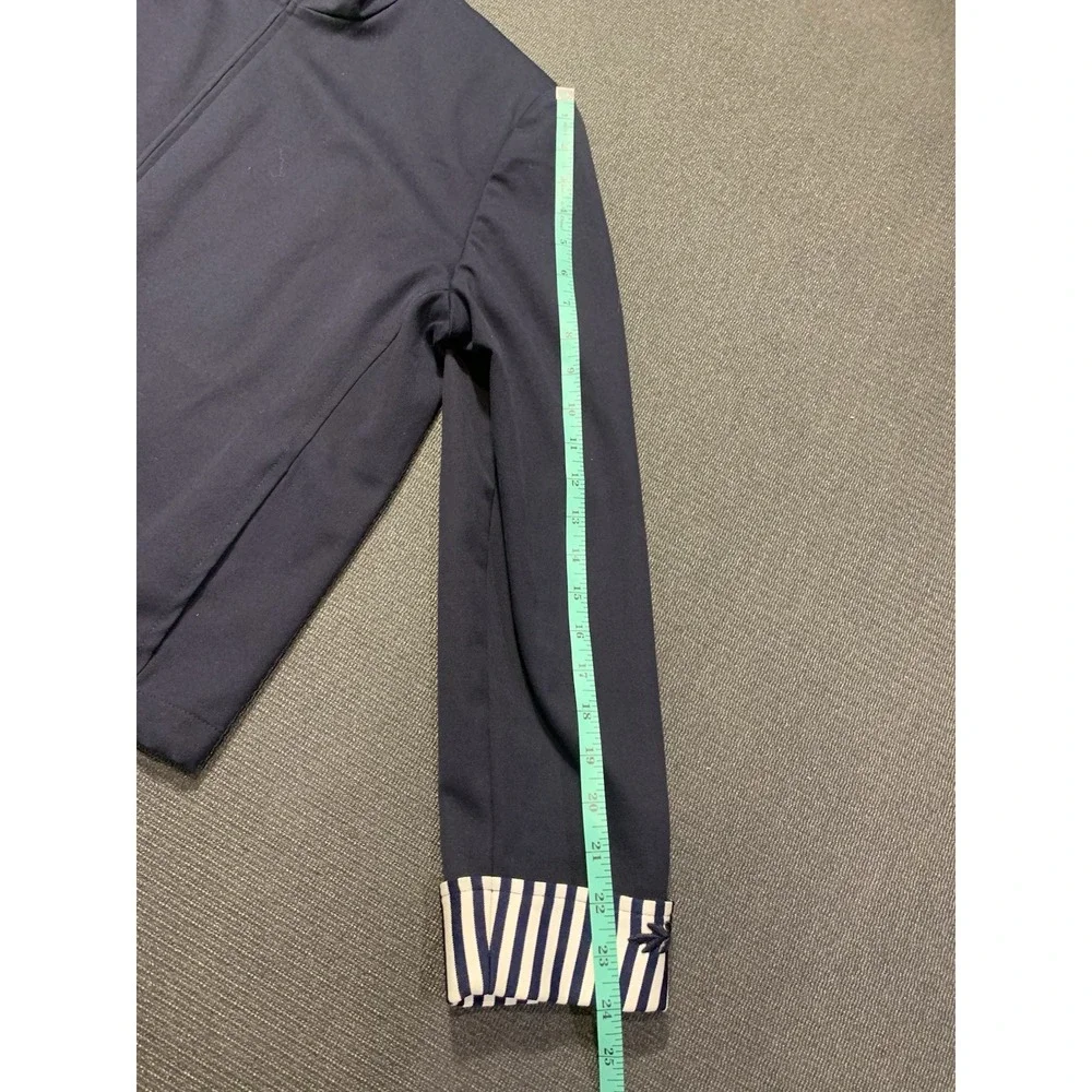 St John Sport Nautical Zip Front Jacket Womens Size Medium Yacht Rope Navy White